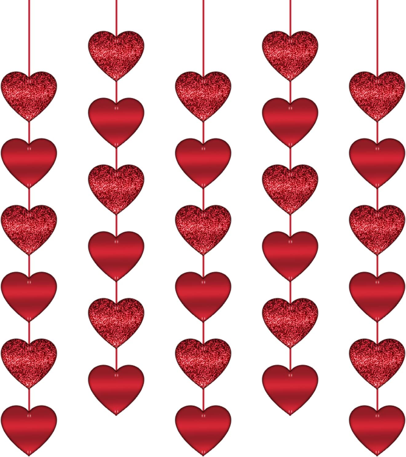 ALLY-MAGIC Red Hearts Glitter Garlands, 36pcs Red Hearts Hanging String Decor for Valentines Day, Anniversaries, Proposals Decorations, Wedding Backdrop Party Supplies Y9HSQRJAXLH