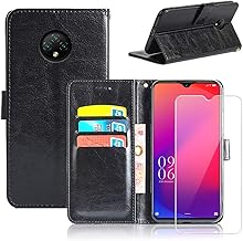 Coque pour Doogee X95 / X95 Pro / X95T,Noir PU Cuir à Rabat [Fonction de Stand] Flip Housse Étui avec Un Verre Trempé Film Protection Écran pour Doogee X95 / X95 Pro / X95T