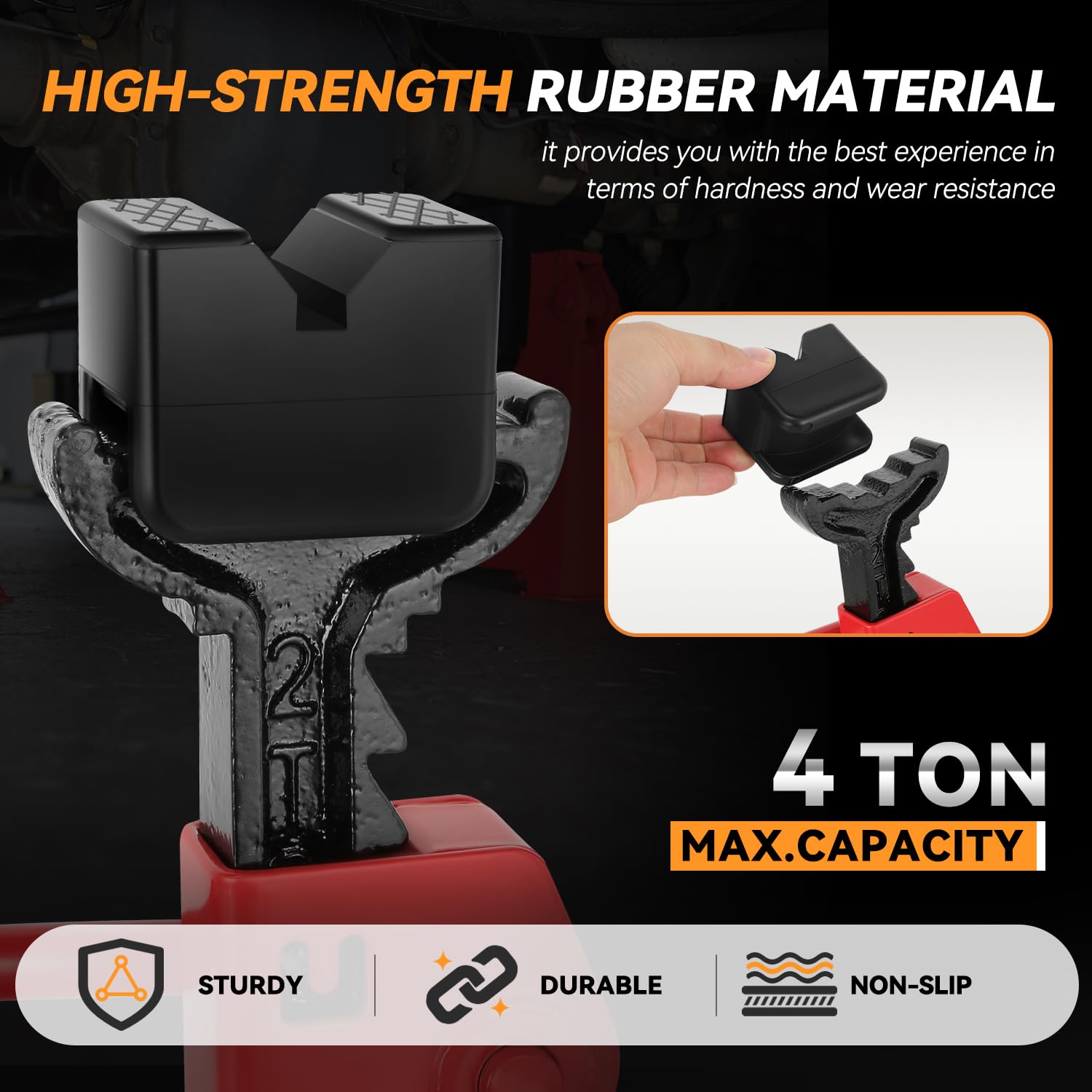 Auto Dynasty 4pcs Floor Jack Rubber Pad Universal Jack Pad Adapter Slotted Frame Rail Protector Pads for Floor Jack, Car Lifting, Vehicle Lift and Axle Stand, 4.93