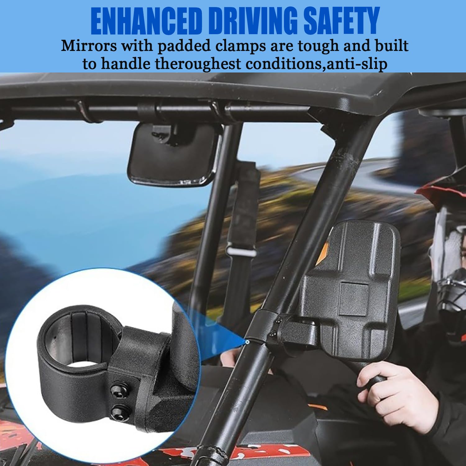 Espejo retrovisor UTV for CFMoto CFORCE 2019-2024, espejo ajustable plegable, espejos laterales a lado, se adapta a jaula antivuelco de 1,75 a 2 pulgadas