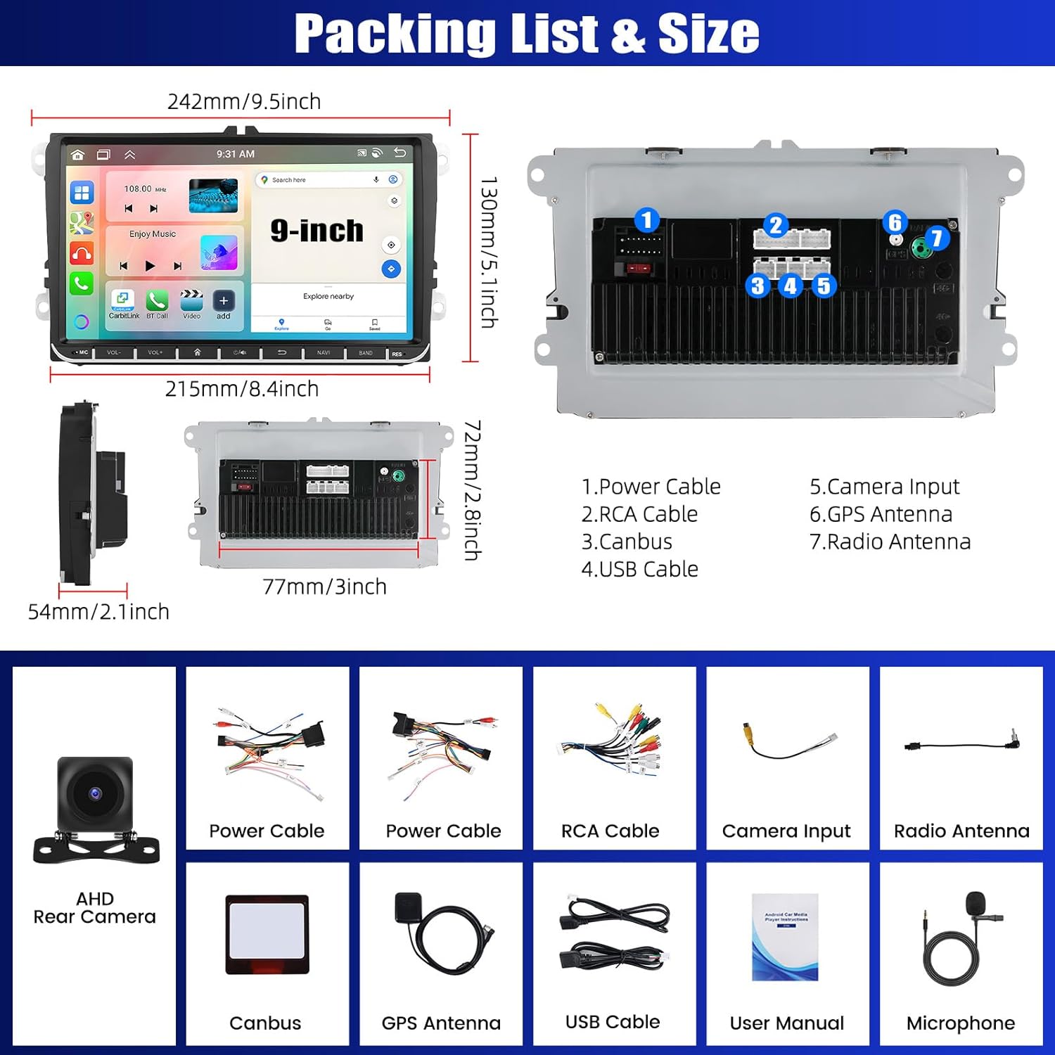 Graphics showing WiFi connection capabilities and GPS navigation interface with online and offline map options