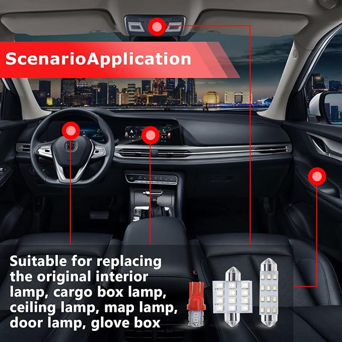 24 luces LED interiores para auto color rojo miniatura 7