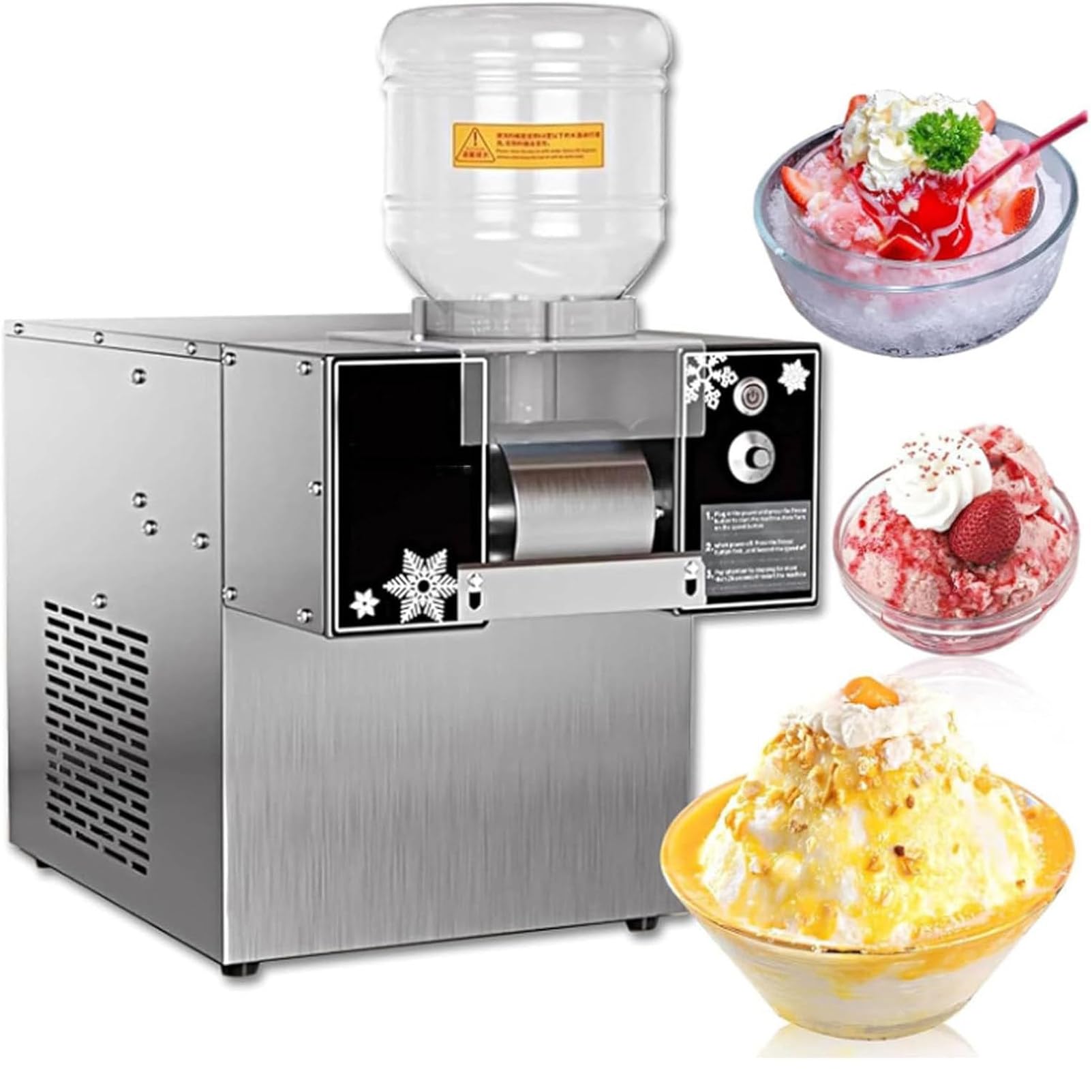 Pnpaea Electric Ice Shaving Machine,Snowflake Ice Maker,Snow Cone ice Crusher, Continuous ice Maker 60/120 Kg/Day, for Home Office Party Bar, 750W(120KG)