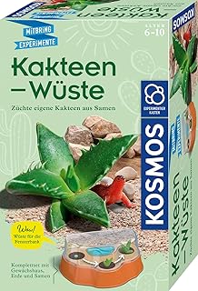 KOSMOS 658250 MBE Cacti Desert Grow Your Own Cacti, Complete Set with Decorative Mini Greenhouse, Cacti Growing for Children from 6 Years