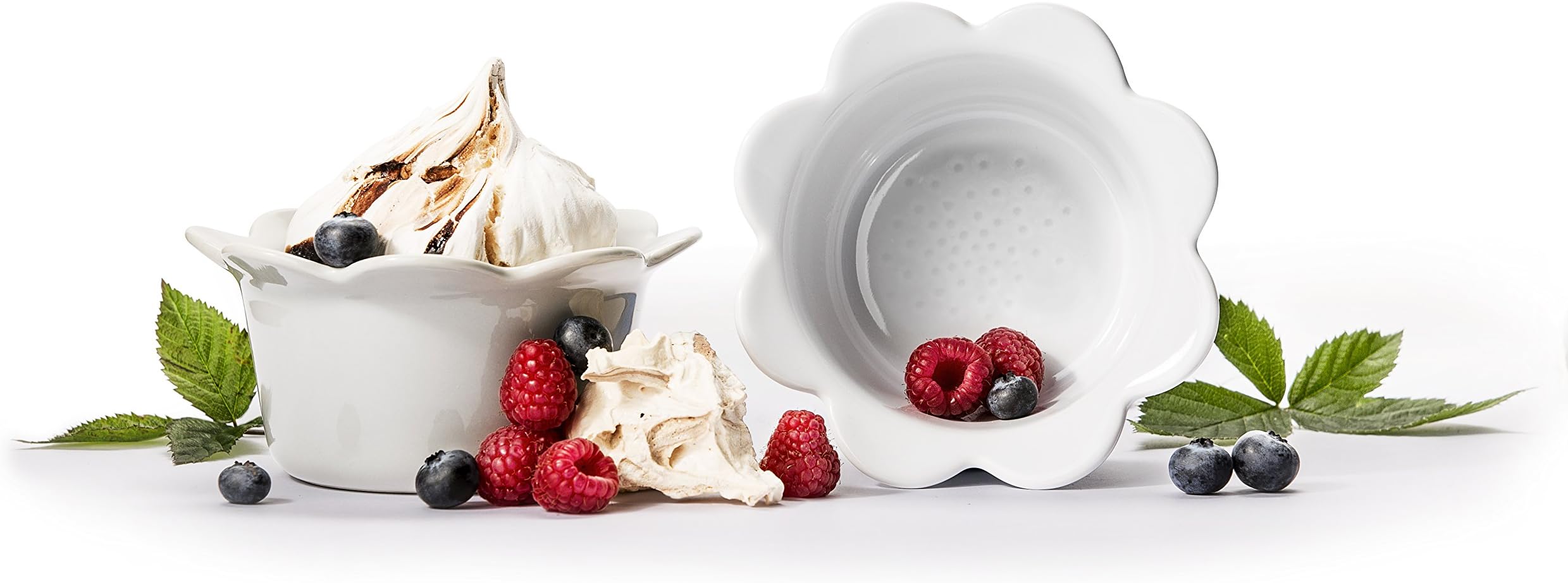 Sagaform Collection Piccadilly Flower Shaped Ramekins in Ready-to-Give Gift Packaging, Set of 2, White