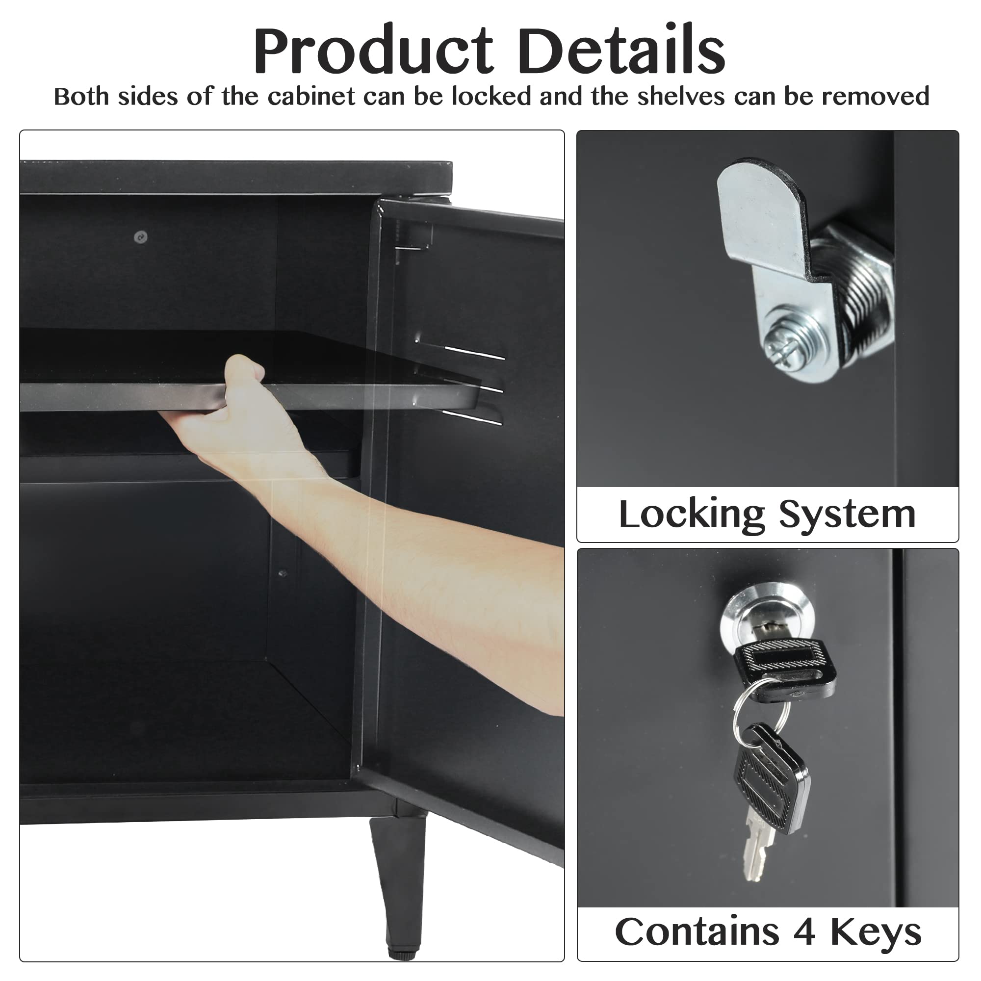 HOPUBUY Black Metal Storage Steel Locker with