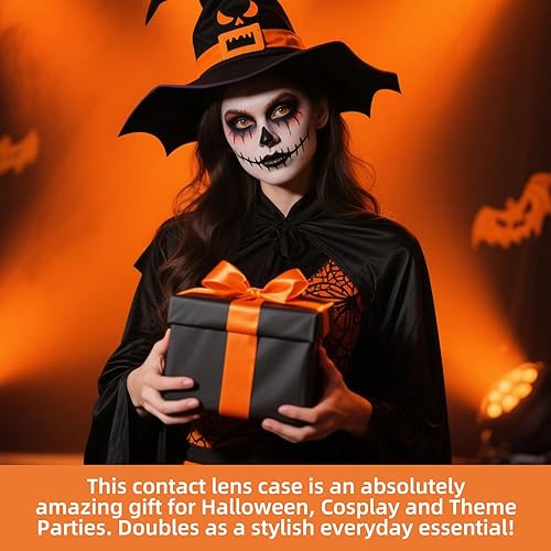 Miniatura 6 de Fundas para lentes de contacto (solo funda, sin contactos) Soporte de almacenamiento de lentes de contacto estilo Halloween espeluznante y elegante