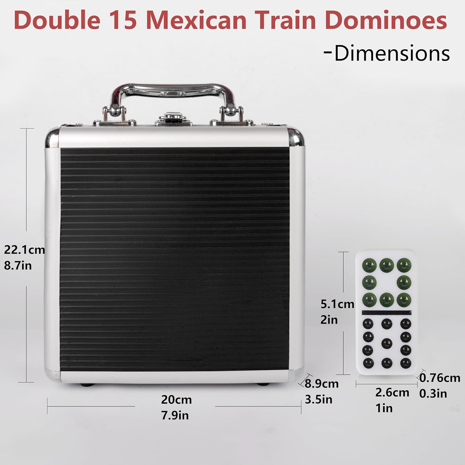 Double Fiffteen Mexican Train Dominoes,Mexican Train Double 15 Dominoes Set Colored Dot,Dominoes set for adult,Classic Board Game,136 Tiles, 9 Trains, Deluex Octagon Hub, Aluminum Case (2-10 player)
