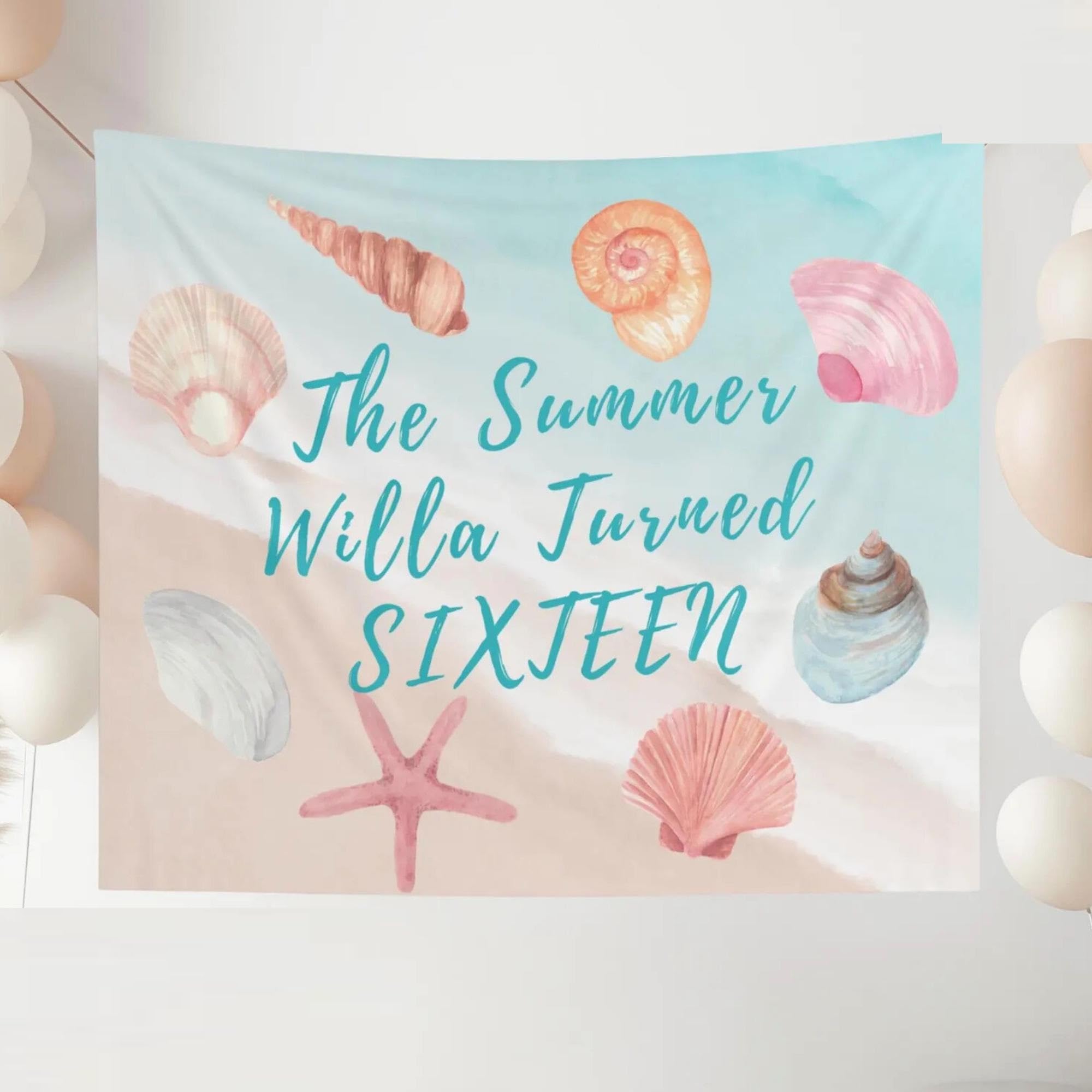 Custom Birthdays Tapestry, Summers Birthday Banner, Custom Any Age Birthday Backdrop, The Summer I Turned Party, The Summer I Turned Birthdays
