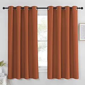 NICETOWN Blackout Burnt Orange Curtain for Bedroom 63 inch Length - Grommet Top Room Darkening Sound Reduction Privacy Thermal Drape for Nursery/Living Room, W52 x L63, 1 Panel