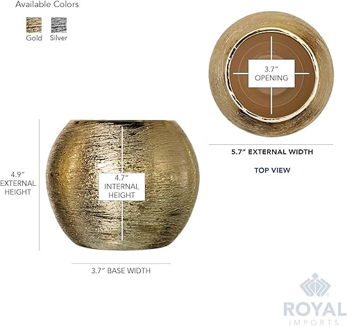 Miniatura 6 de Royal Imports Jarrón de cerámica de vidrio con flores, centro de mesa decorativo para el hogar o boda, forma de bola de burbujas grabada, 6 x 5