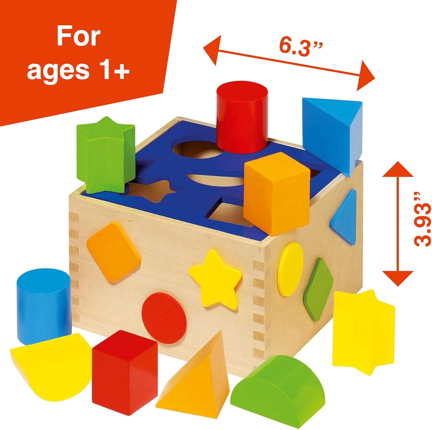 Goki Wooden Shape Sorting Cube for Toddlers 1-3 I 12 Shape Sorter Blocks, Montessori Learning Toy, Color Sorting & Fine Motor Skills Activity Cube