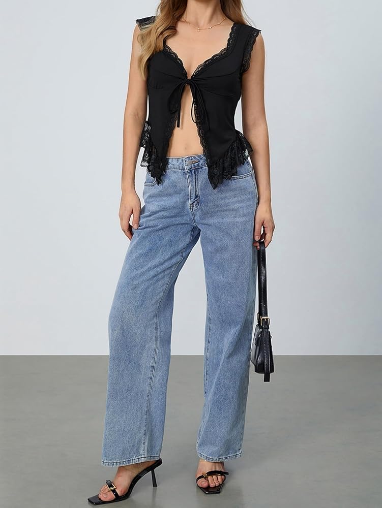 トップス melt the lady laceup tie tops Multitrust Women Sexy See Through Mesh Cropped Shirts Long