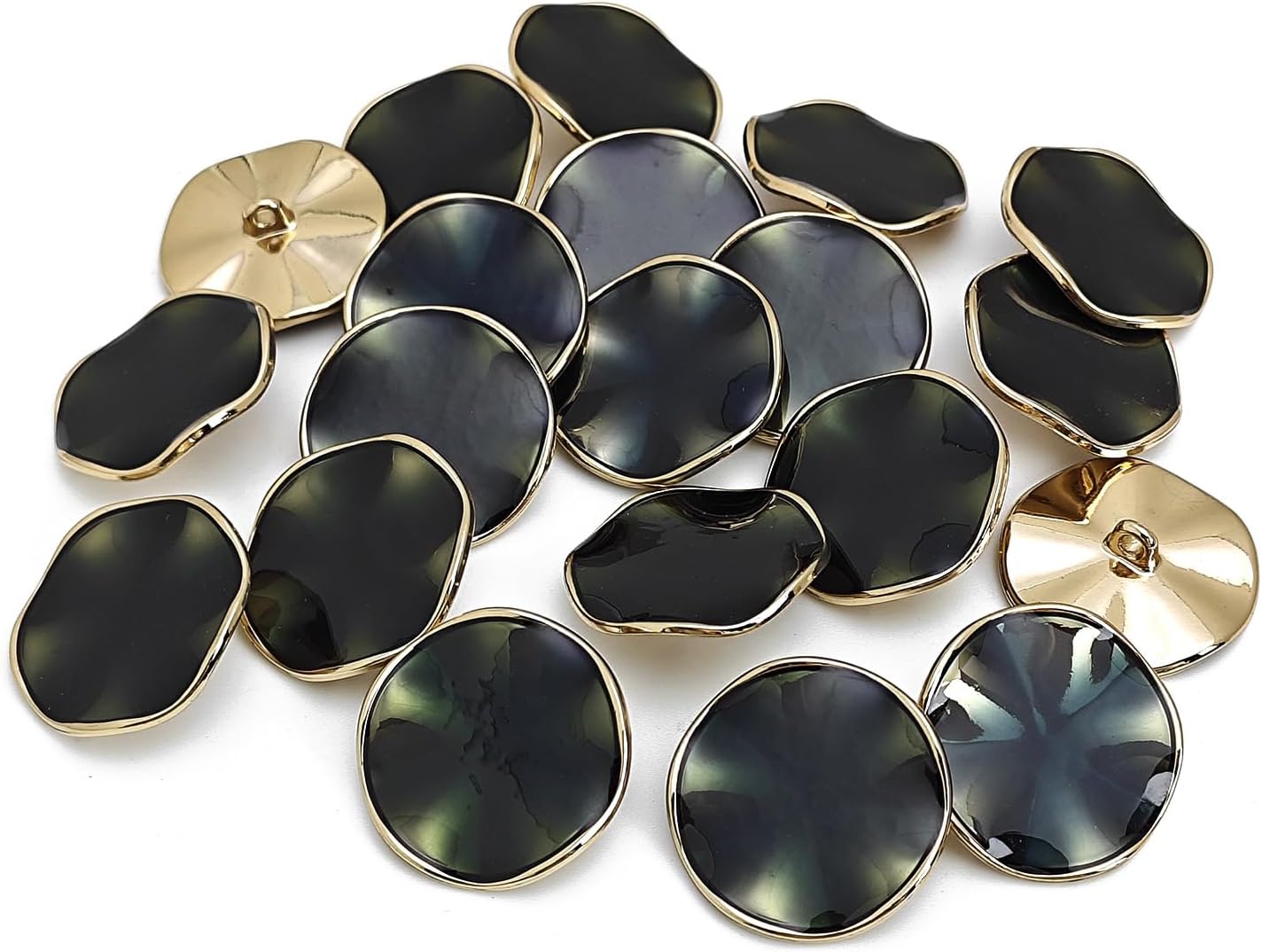20 pcs Coffee Translucent Resin Metal Lotus Leaf Sewing Coats Shank Buttons -25mm -1"