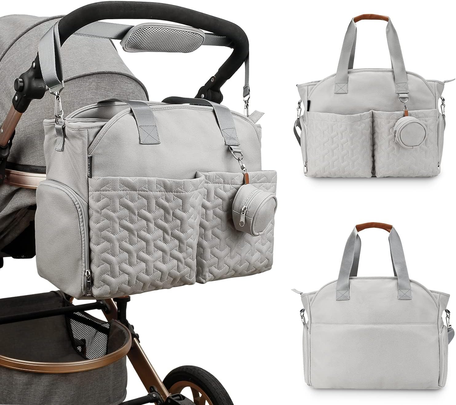 Lmbabter Diaper Tote Bag-Breast Pump Bag Diaper Organizer Bag with Pacifier Case Mommy Baby Bag for Work,Weekender