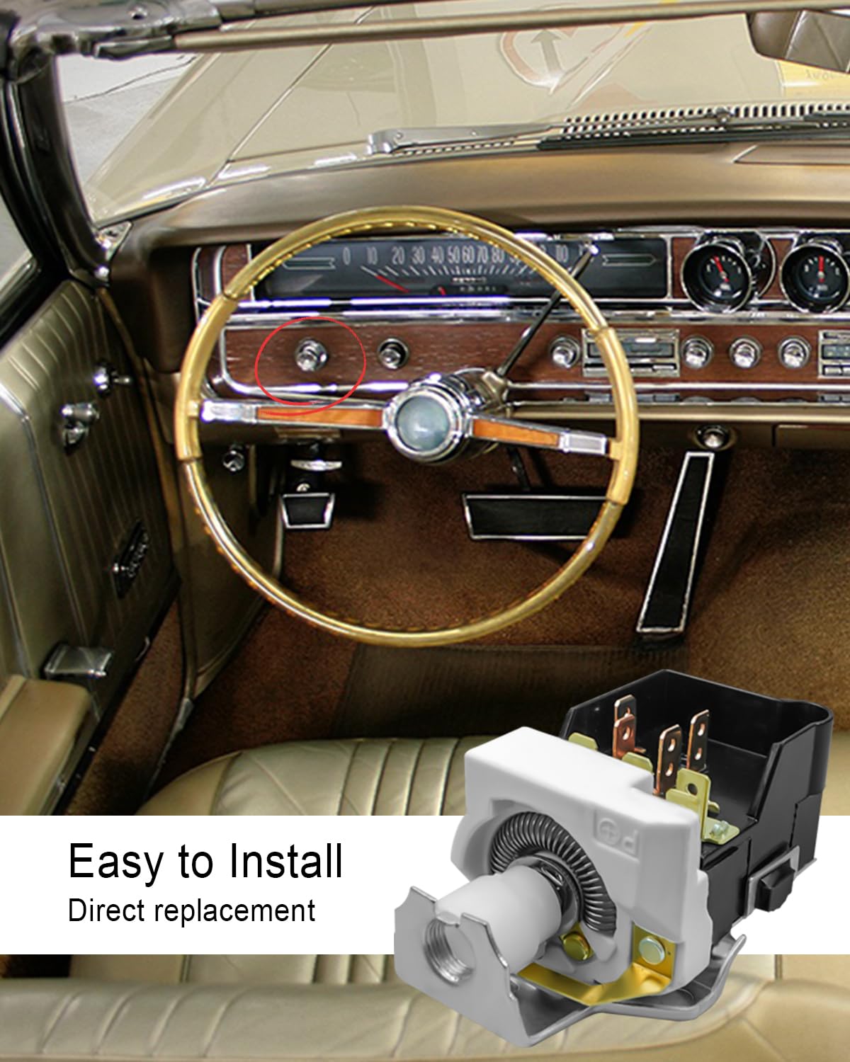 Car Headlight Switch Fit for Buick Cadillac Chevrolet GMC Oldsmobile Pontiac Replace 1995179 01995179 19245093 D1588, Dashboard Dimmer Top Light Switch