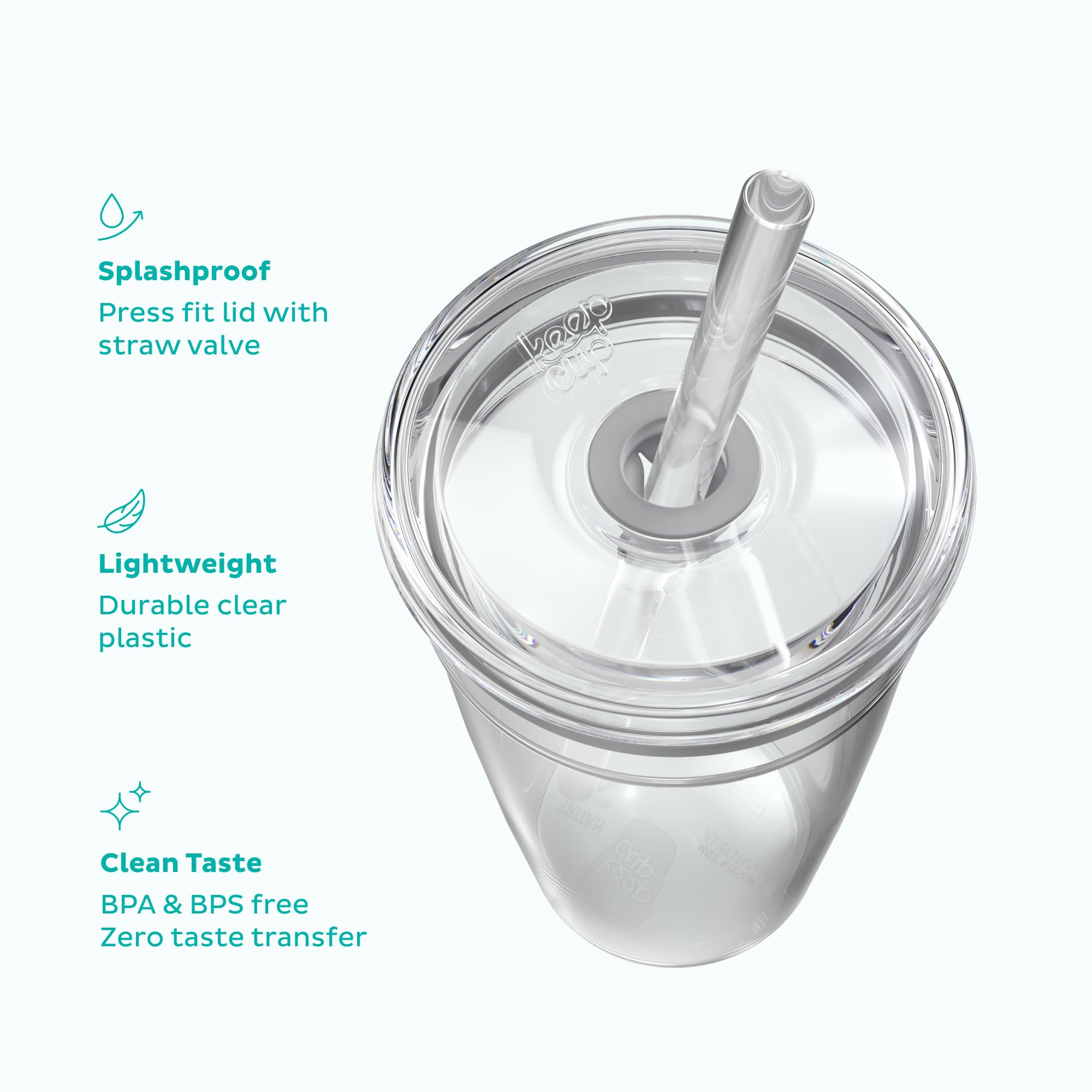KeepCup Cold Cup - Clear Plastic, Reusable Ice Coffee Cup with Lid and Straw - Medium 12oz (340ml), Transparent, 12 oz - Image 2