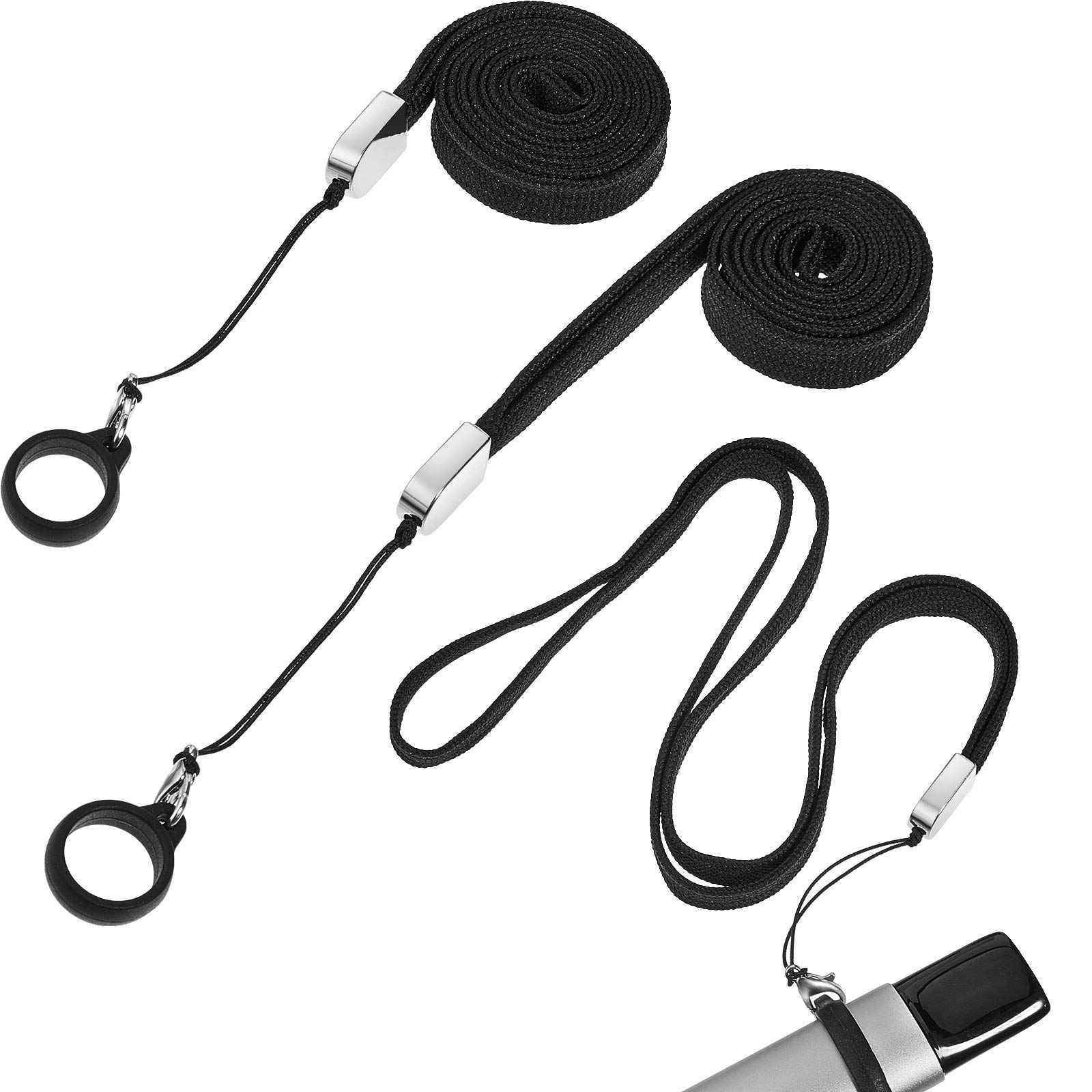 3 Pieces Lanyard Necklace Compatible with JUUL BLU or Similar Sized Vape Pens, Silicone Rubber Vape Pen Lanyard Vape Pen Pendant Holder for Home, Office, Daily, Outdoor (Black)