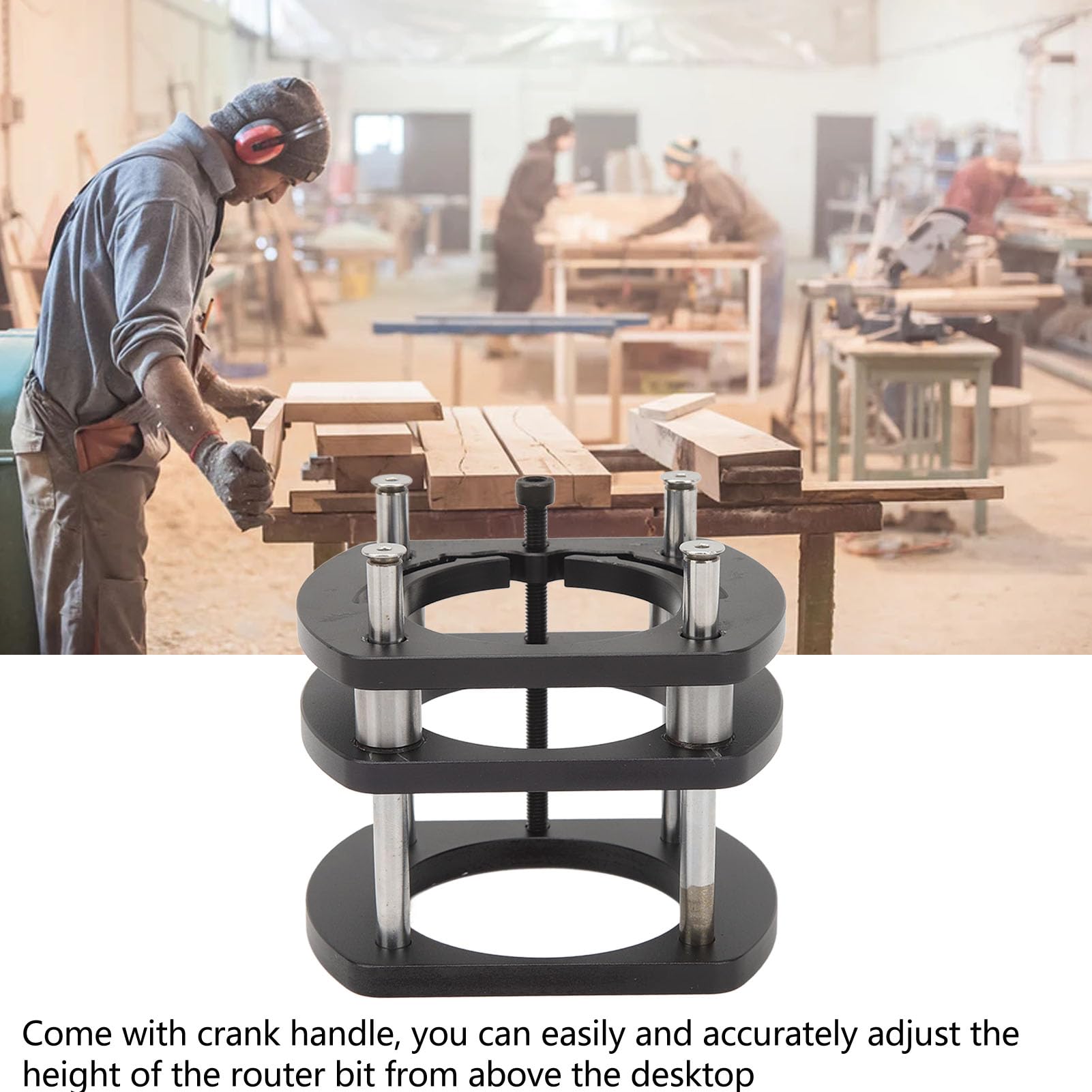 Aluminum Alloy Router Lift Table Base with 4 Jaw Clamping, DIY Woodworking Router Lift System for Small Trimming Machines