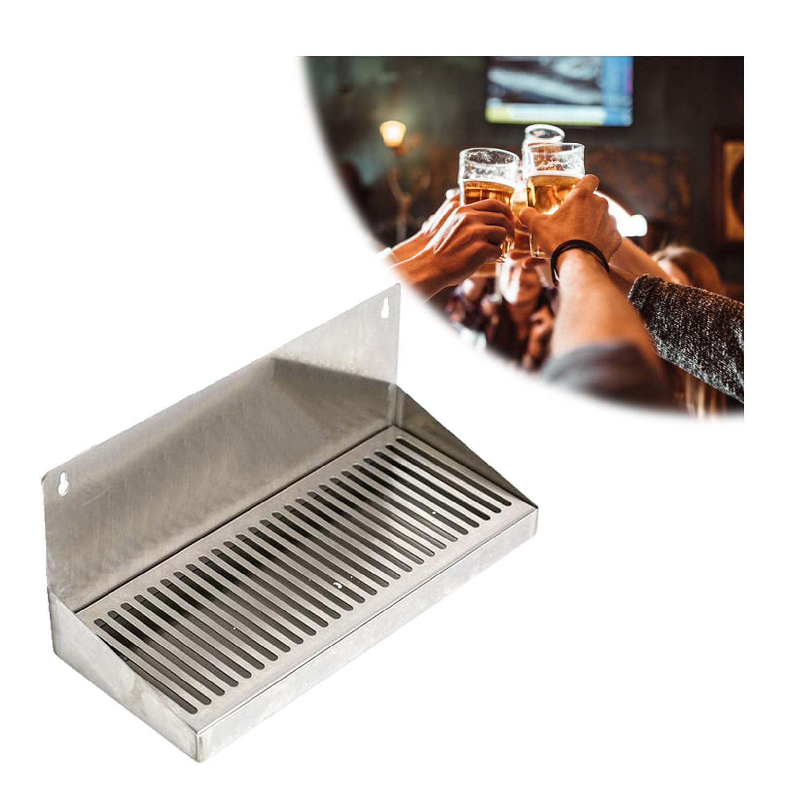 Vaschetta raccogligocce per Birra da Parete, in Acciaio Inox, Vassoio da Bar Domestico da 30 cm, Senza Foro di drenaggio, Facile da Pulire e da Usare.
