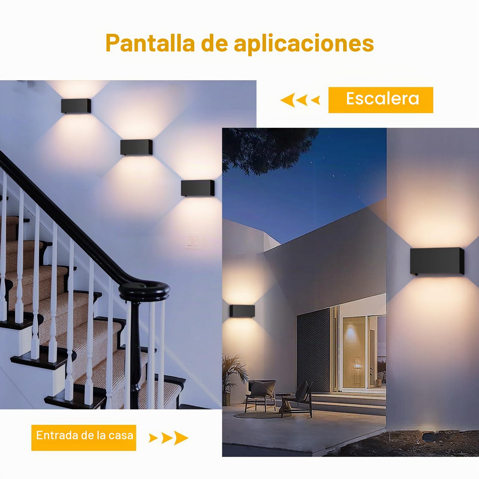 Aipsun 24W LED Lámpara de Pared Interior/Exterior,Aplique de Exterior 3000K Lámparas de Pared exterior de LED con ángulo de Haz Ajustable Aplique de Pared IP65, Negro