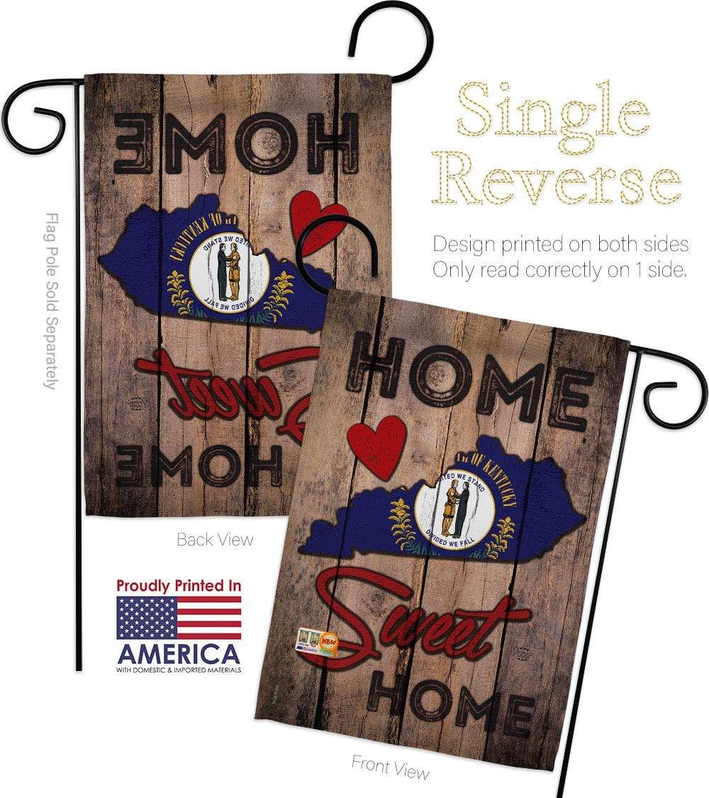 State Kentucky Home Sweet Garden Flag Set Wall Holder Americana States USA American Territories Republic Country Particular Area Small Decorative Gift Yard House Banner Made In 13 X 18.5