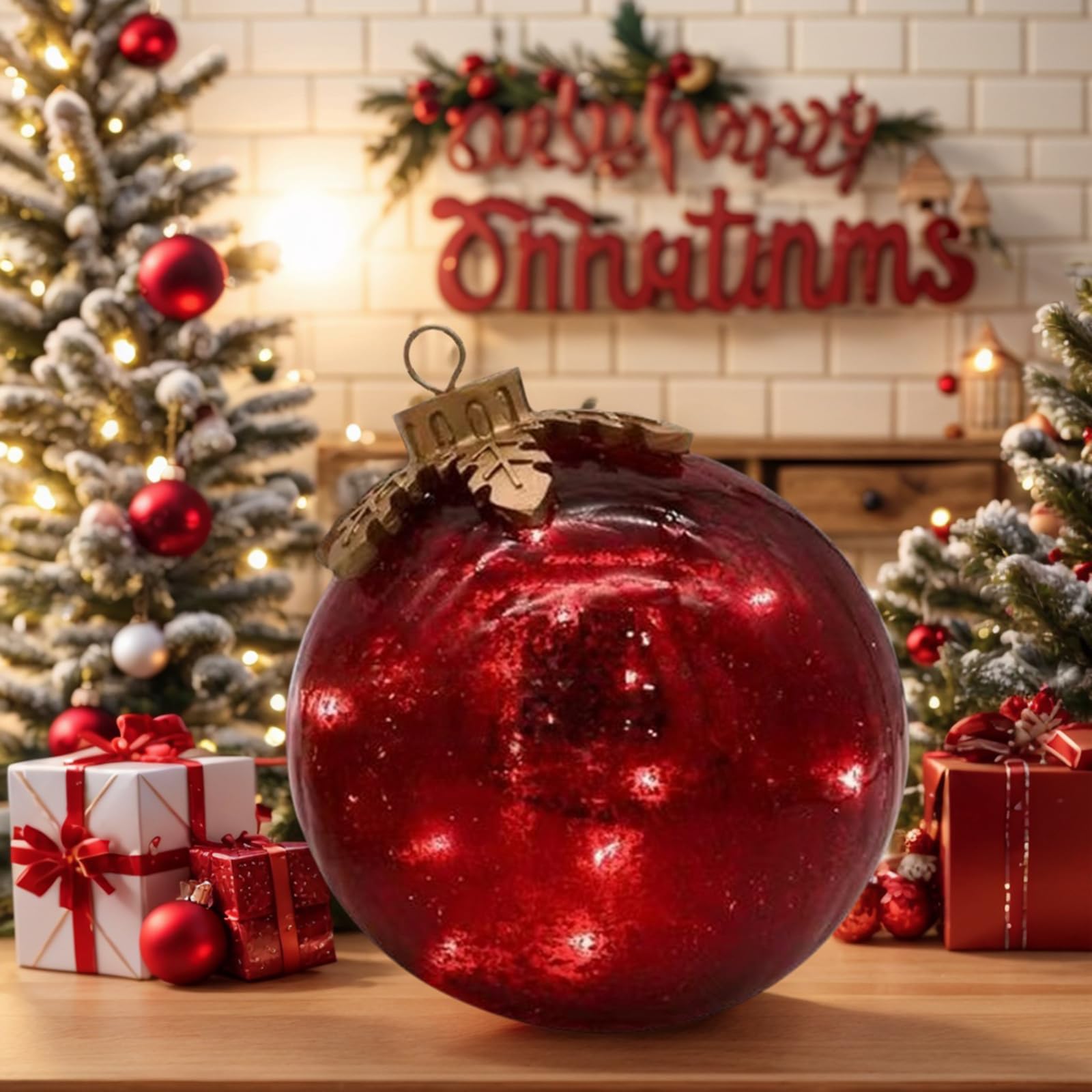 Adornos navideños para Mesa de Vidrio, Globos de Cristal con iluminación preconectada y Temporizador, centros de Mesa Decorativos para el hogar en Mantel o Mesa de Comedor, Ideales para Las Fiestas