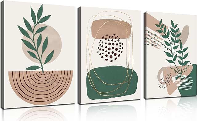 DNIEOTU Boho Wall Art for Living Room, Botanical Canvas Wall-Decor for B...