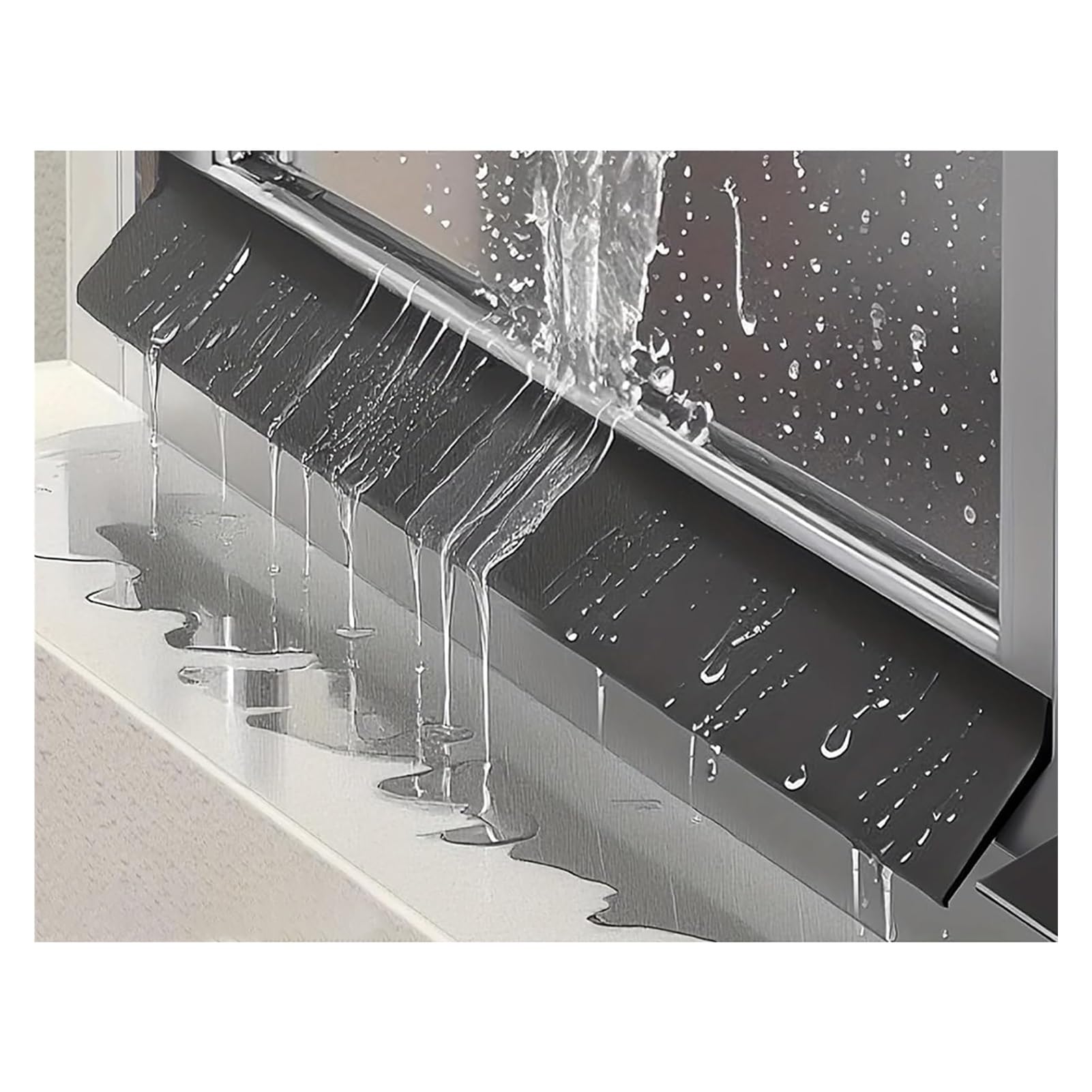 Lidcom W 5.5Cm/2.2In Extra Wide Door Rain Drip Guard Cap/Rain Deflector With Self-Adhesive Tape, Exterior Door & Window Rain Diverter Weather Shield, Easy To Install Sill Water Barrier Strip(,L 2M/6.56Ft)