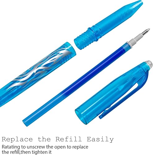 Miniatura 8 de RIANCY Bolígrafos de gel negros borrables, paquete de 8, punta de 0.028 in, tinta de secado rápido, ideal para sudoku, crucigramas, tareas y más