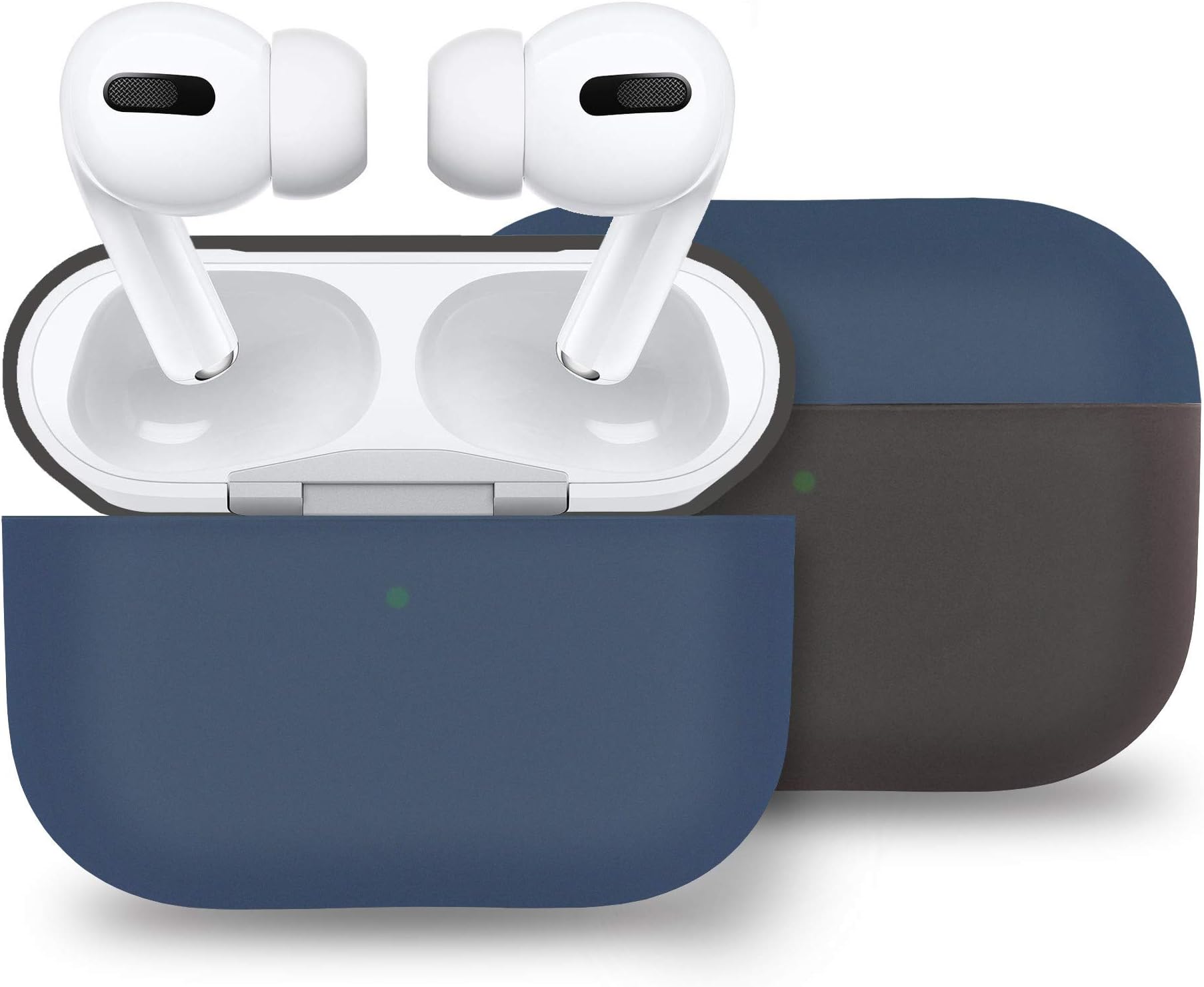 sciuU Silicone Case Fit Apple Airpods Pro[2 colorful], 2019, Soft Split Colour Blocking Design Flexible Cover, Protective Skin for AirPods Pro Charging Case - Black+Indigo