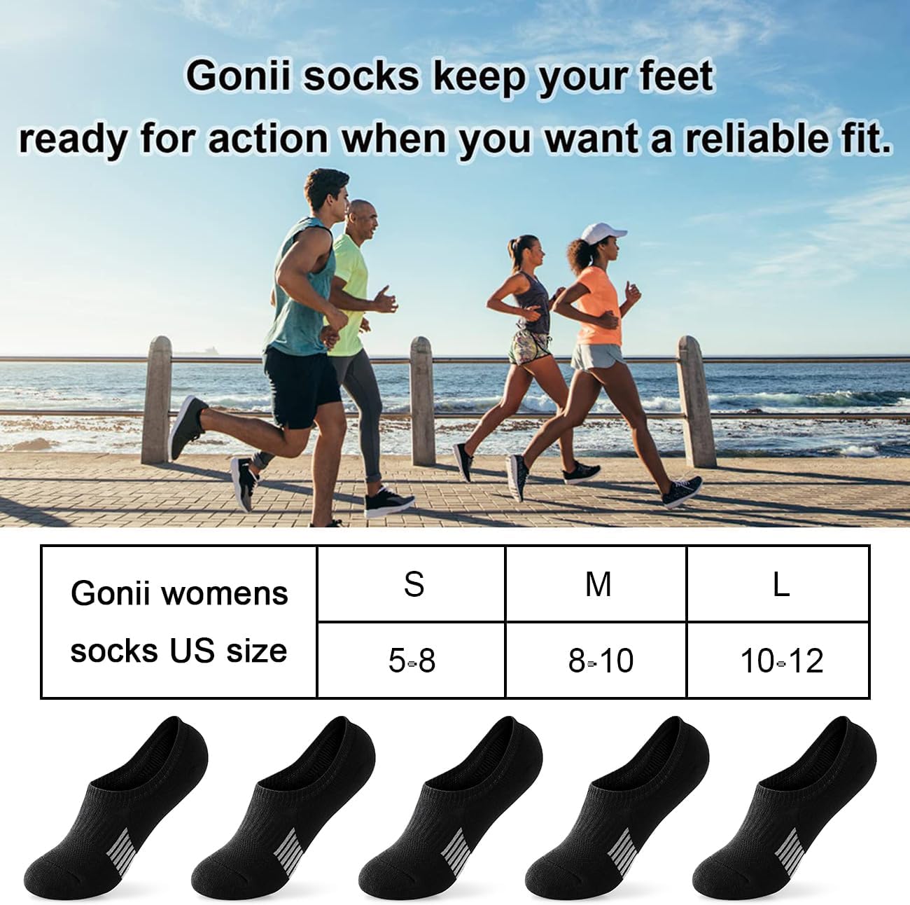 Gonii Womens No Show Socks Athletic Ankle Socks Cushioned Running Low Cut 5-8 Pairs - Image 6