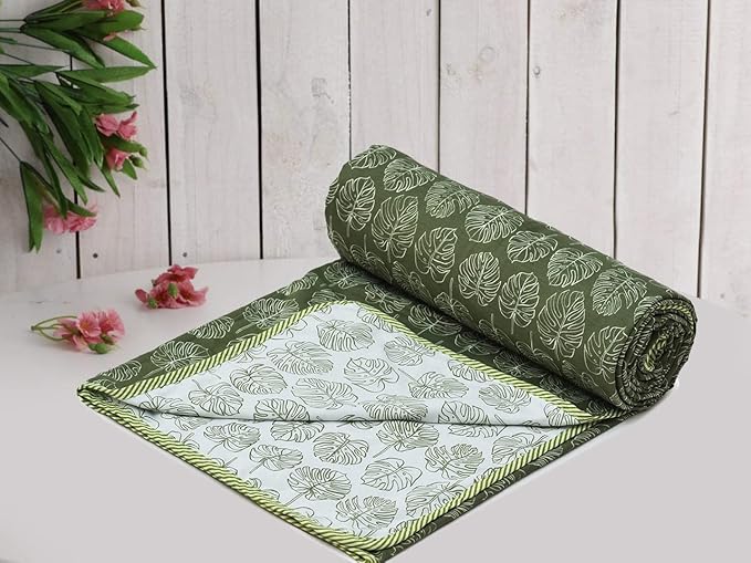 RRC Super Soft Cotton 3 Layer Breathable Double Dohar Lightweight Bed Dohar 84X96(Inches) 213X243(CM) Flannel Dohar Throws for Bed,AC Dohar,Lahariya Fabric Edging/Piping Bed Dohar