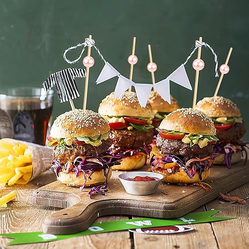 Miniatura 5 de Palillos de dientes saborizados para aperitivos, palillos de cóctel para picks de comida, 150 piezas de pinchos de madera para brochetas de 4.7