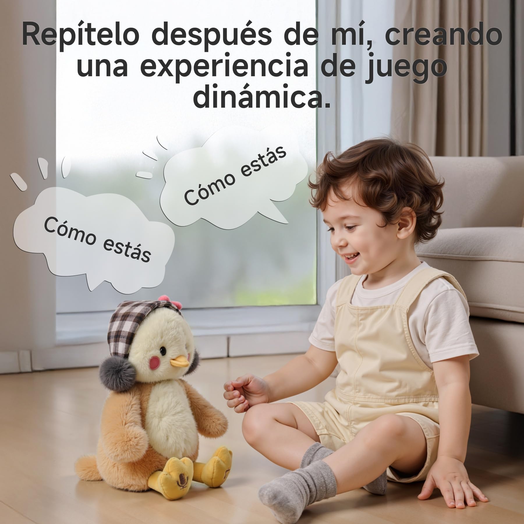 TUMAMA KIDS Giocattoli Pulcino Che Balla e Ripete, Peluche Interattivo Pollo Parlante Paperella, Elettronico Giocattolo Coccoloso, Copia Parlano, 6 Musica, Dire Abbracciami & Baciami per 3 4 5 8 Anni