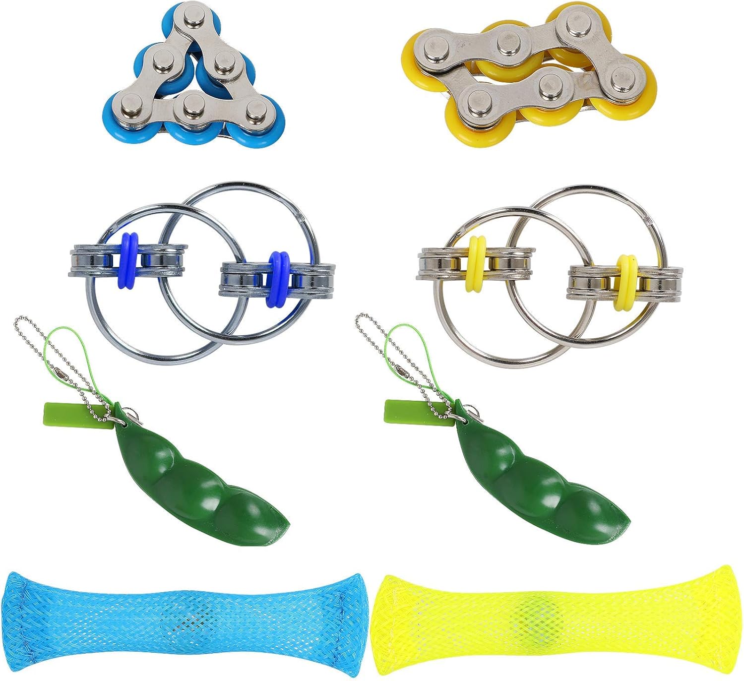 Hotusi Fidget Toy Set/Six Roller Chain Fidget,Key Flippy Chain, Mesh