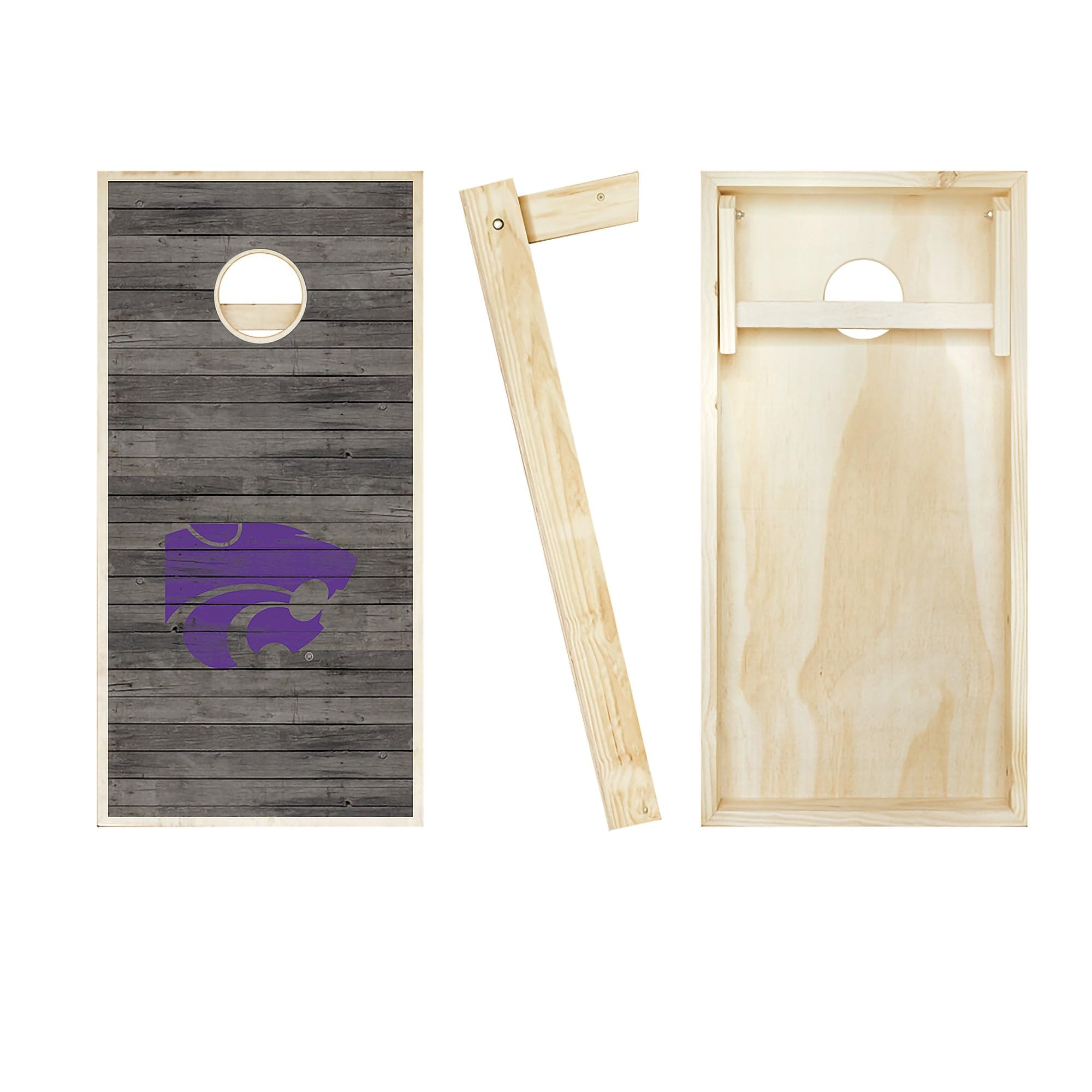 Skip's Garage Kansas State Themed Distressed Cornhole Set - Include Board Hole Lights