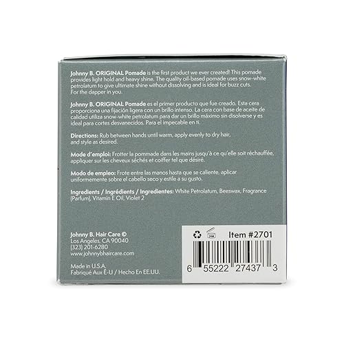 Miniatura 4 de JOHNNY B. Pomada profesional original a base de aceite para hombres, sin gluten, 3 onzas.
