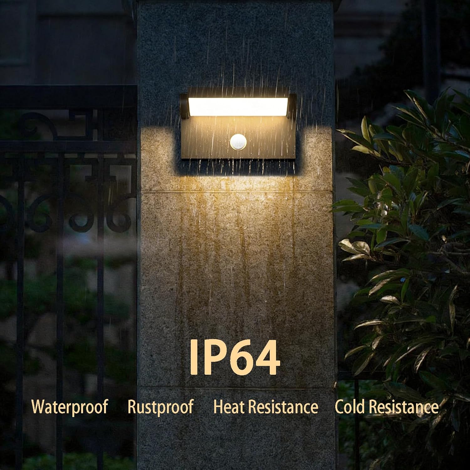 Motion Sensor Outdoor Flood Light, Modern Aluminum Porch Sconce Light with 360 Adjustable Head, LED Exterior Wall Sconce for Garage, Waterproof, Black, 3000K, 1 Pack