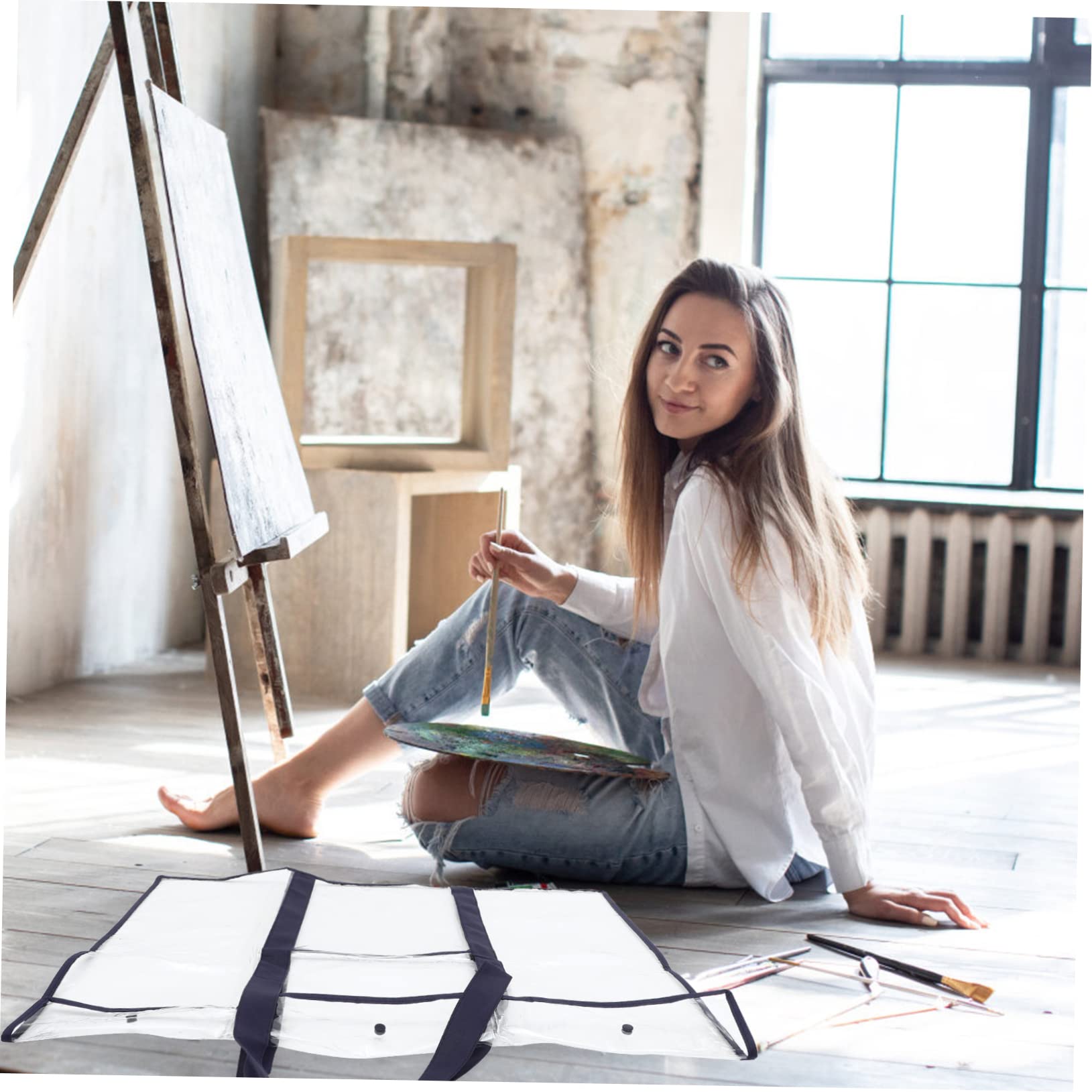 Ciieeo Transparent Storage Bag Clear Storage Tote Art Portfolio Case 18 x 24 Foam Board 30x40 Clear Tote Bags Portable Whiteboard Portable Tool Kit Clear Bag Artist Tool Holder Paper Bag