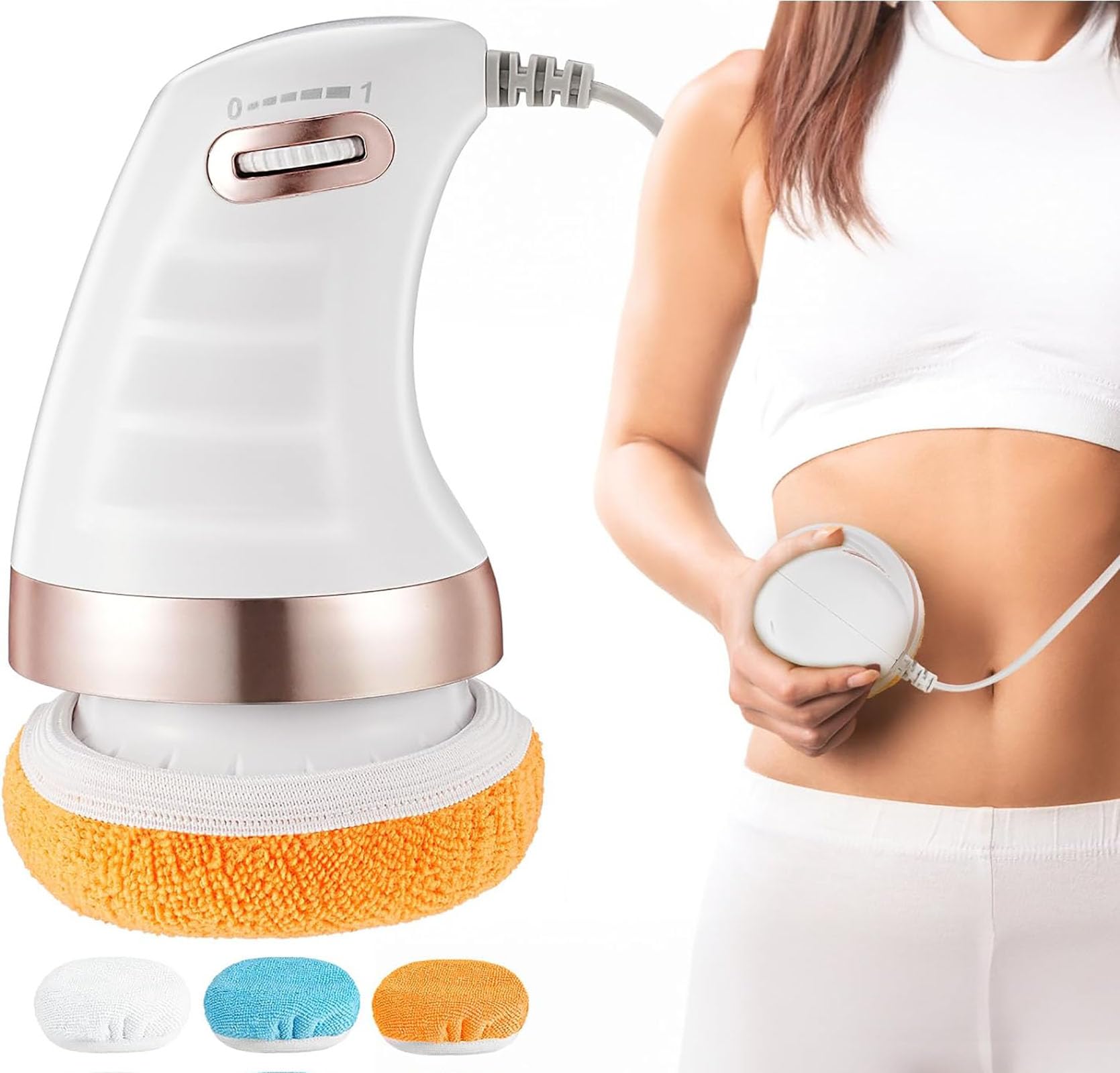 YQbest Body Electric Massager Sculpting Machine Handheld Cellulite Massag Remover for Belly Waist Arms Legs Gift with 3 Washable Pads