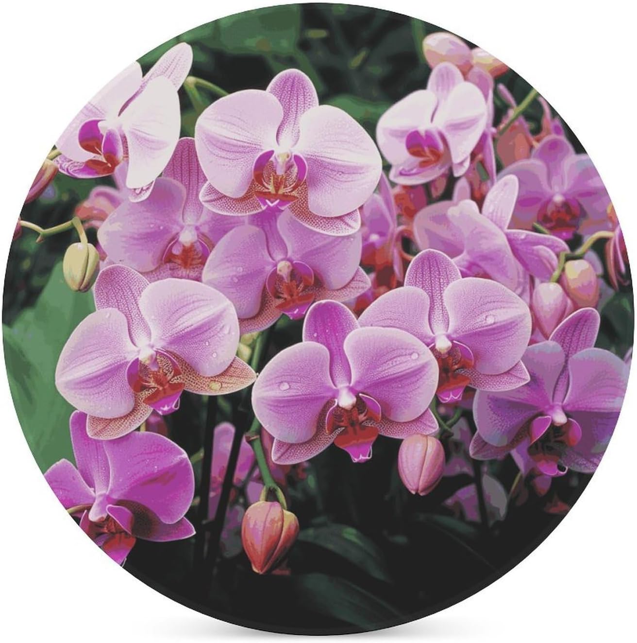 Orchids Coasters for Drinks Absorbing Round Ceramic Stone Coaster with Cork Base Coffee Cup Beverage Table Cup Mat Modern Style Bar Coaster Set for Home Decor