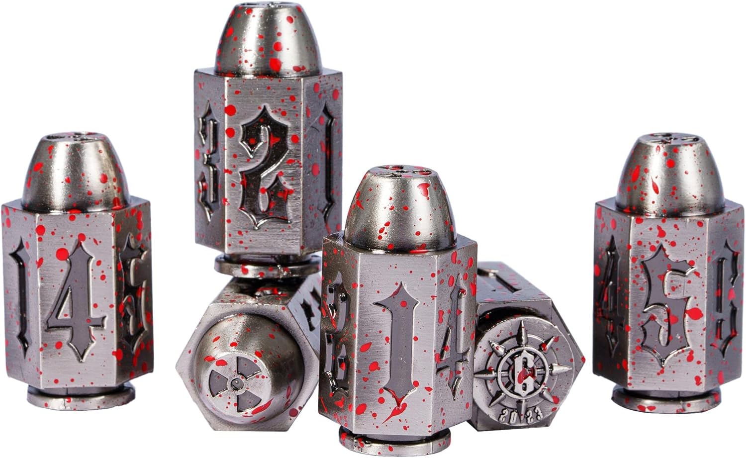 Bullet Dice Set of 6 Pieces D6 Dice, 6 Sized Die for Dungeons and Dragons Role Playing Games/DND Accessories Gifts (Bloodstained)