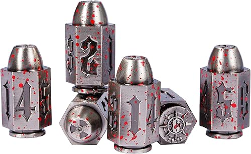 Miniatura 2 de Juego de 6 dados de bala D6, dados de 6 tamaños para juegos de rol de Calabozos y Dragones, accesorios DND, regalos (Bloodstained)
