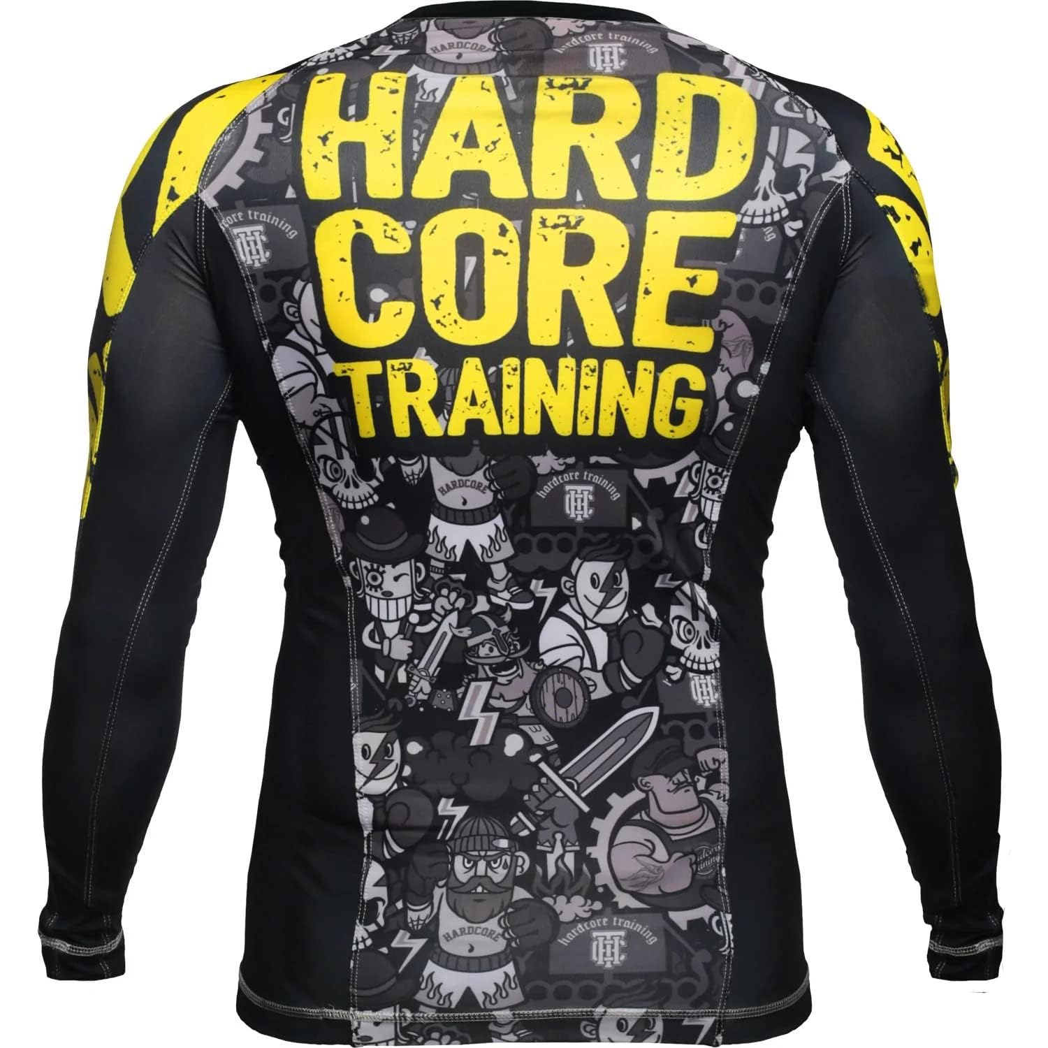 Hardcore Training Doodles Rash Guard męska koszulka kompresyjna z długimi rękawami grappling Jiu Jitsu MMA Fitness boks No Gi