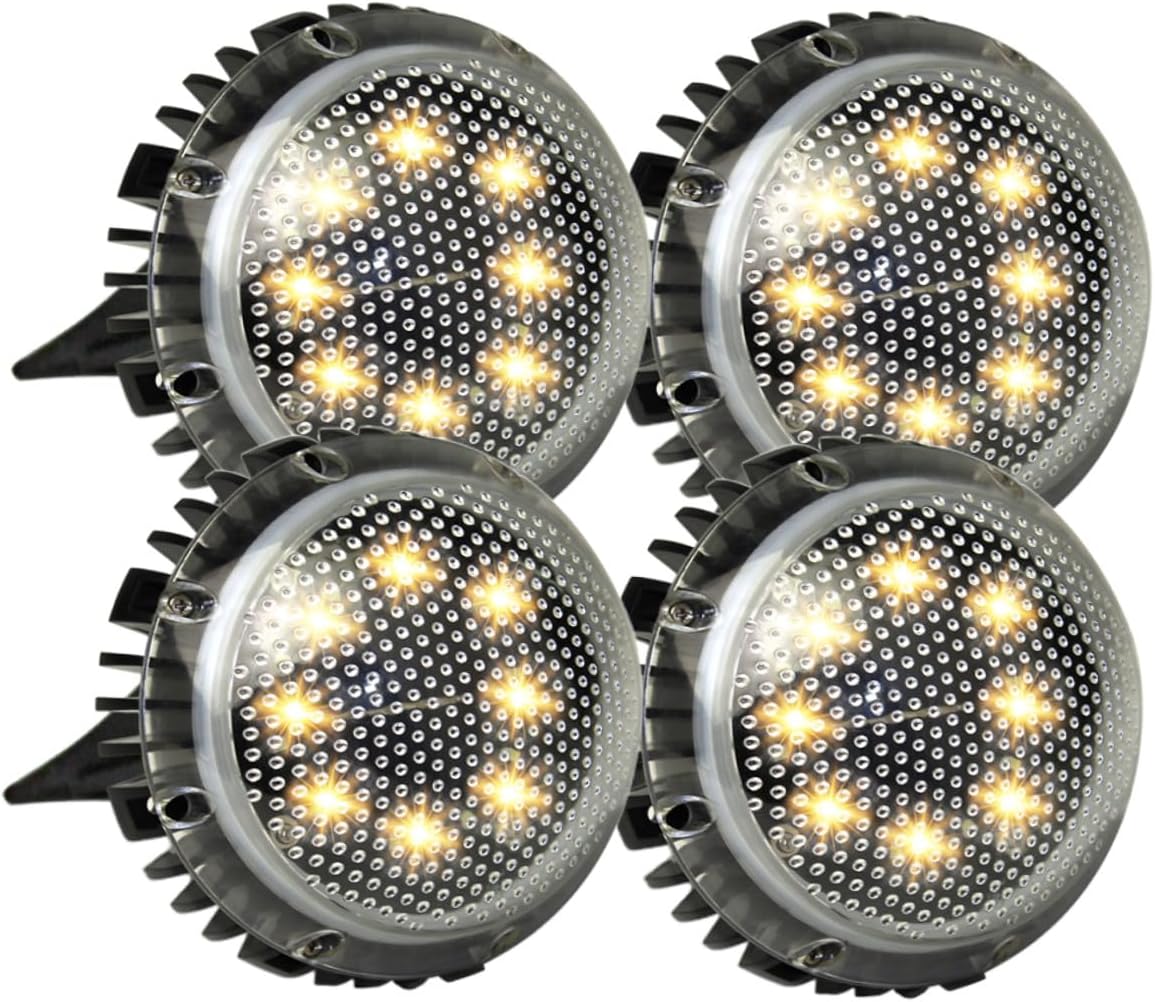 CHILDWEET 4pcs Solar-Powered LED Ground Lights Outdoor Lawn Lamps Warm Light Landscape Lighting for Garden Pathway Driveway In-ground Decorative Fixtures