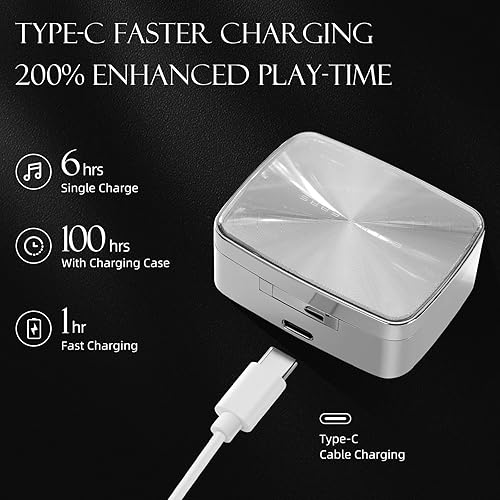 Miniatura 4 de ELLA'S EARS Auriculares inalámbricos con cancelación de ruido para mujer, con caja de joyería, 100 horas de reproducción, con estuche de carga,