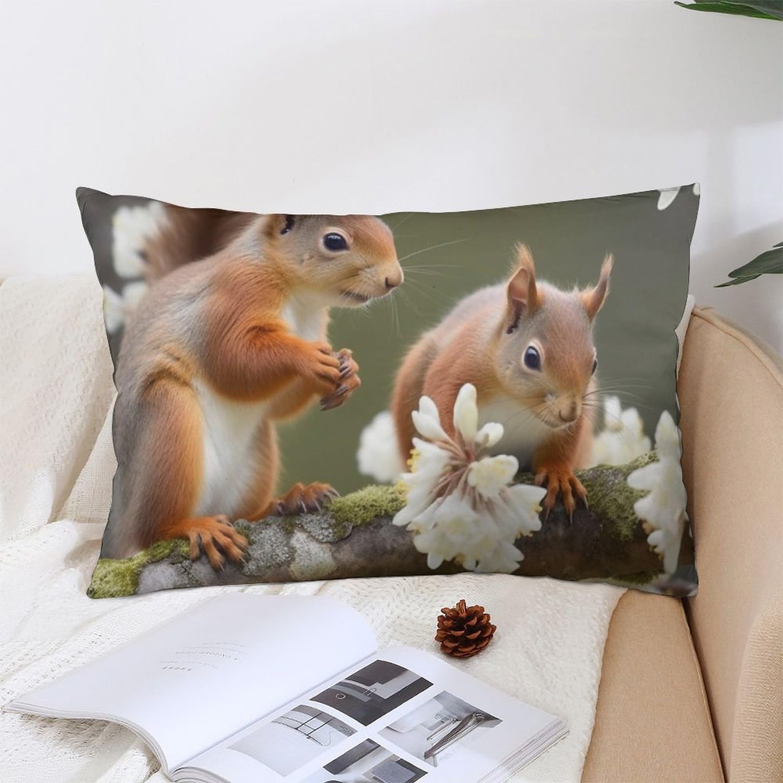 NTVOWPZO Decoration Throw Pillow Covers 12 "x20 Pillowcases Covers Squirrels Soft Pillowcases Modern Farmhouse Home Decor Sofa Cushions Covers for Couch Bed Living Room
