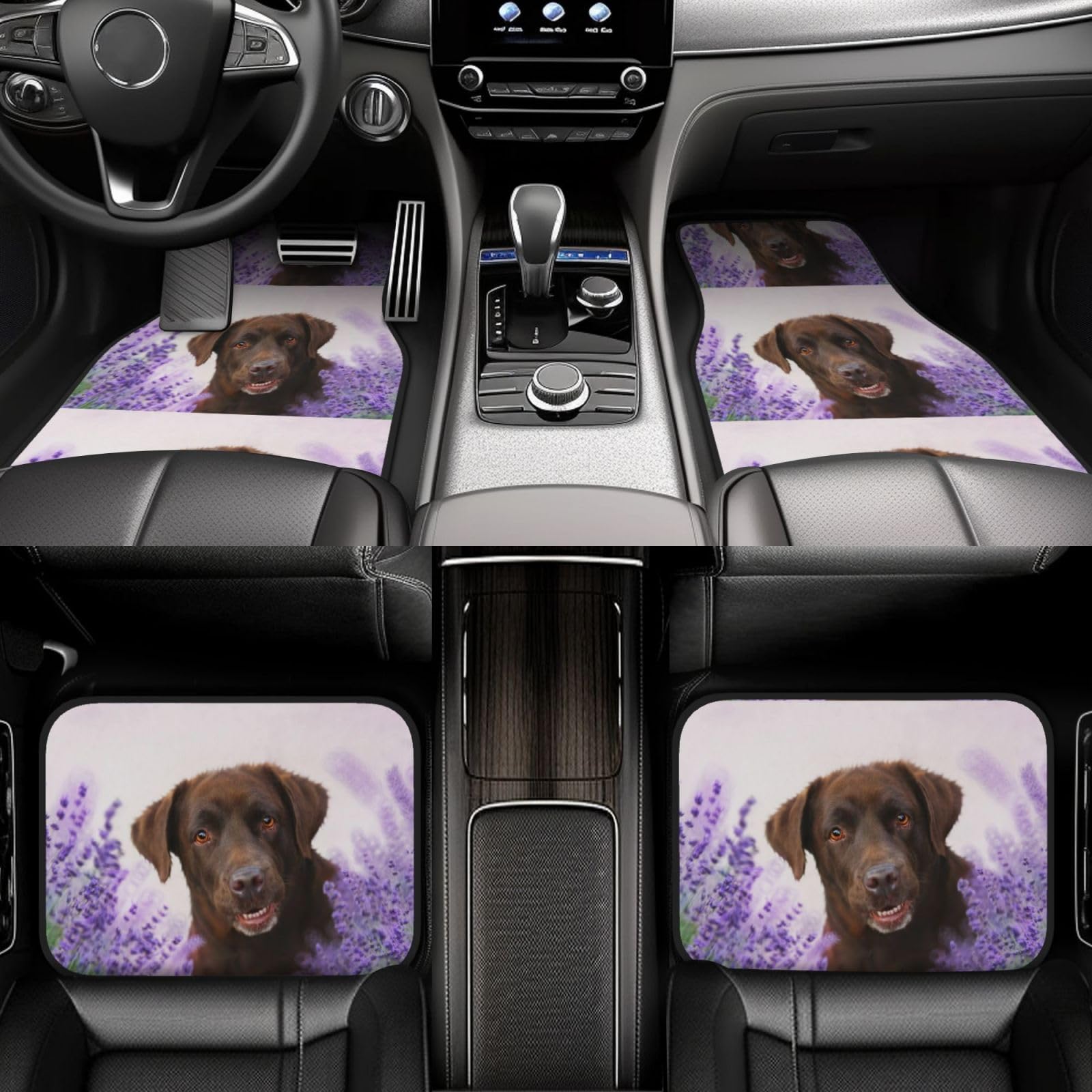 Brauner Labrador, Lavendelfarbene Retriever, 4er-Set Auto-Fußmatten, Neopren-Fußmatten für Fahrzeuge, rutschfeste Auto-Fußmatten, Autozubehör