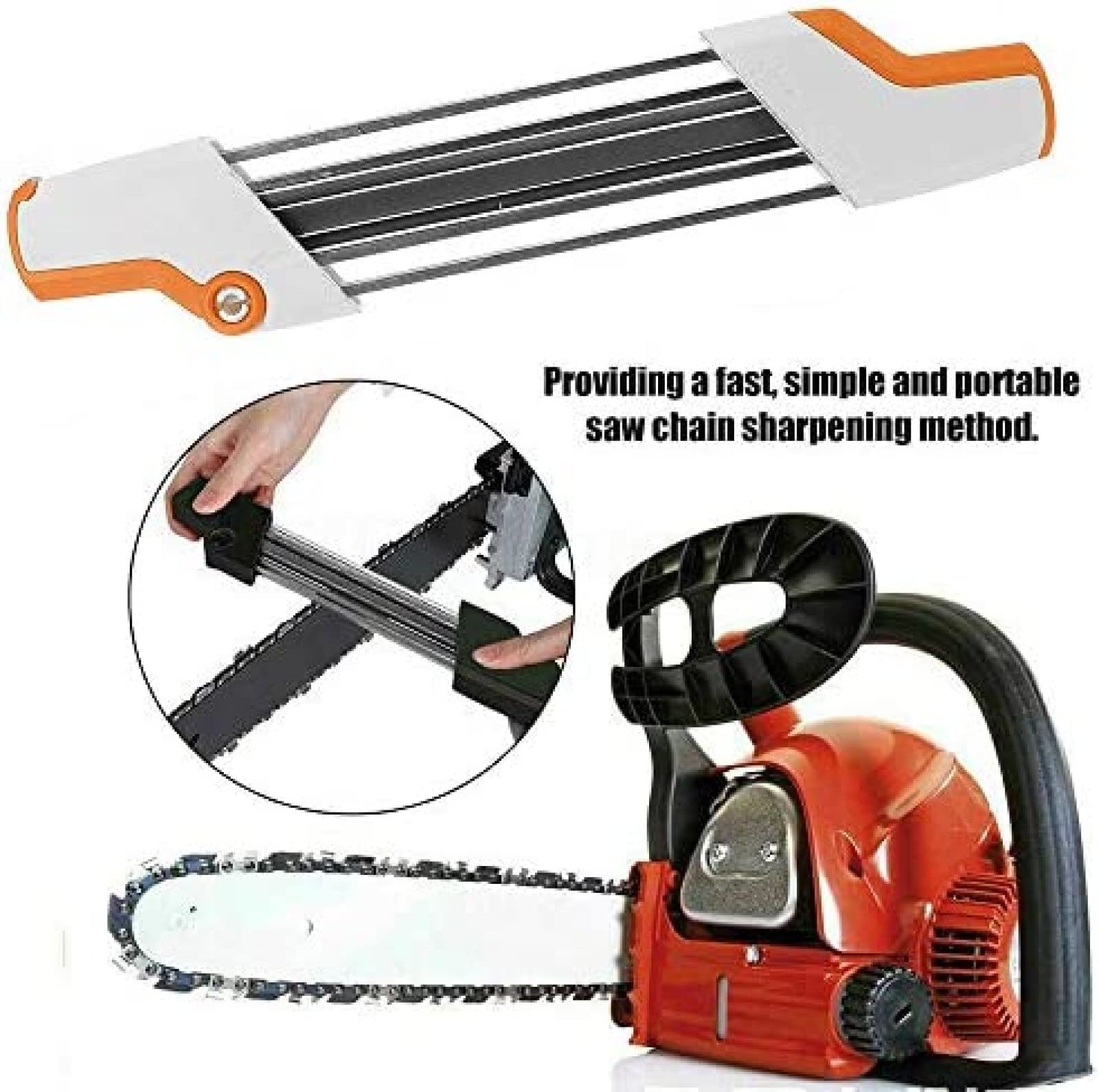 Affilatrice per motosega 2 in 1, passo 3/8, affilatura rapida dei denti, con manici, si adatta alla maggior parte delle motoseghe, ideale per utenti occasionali